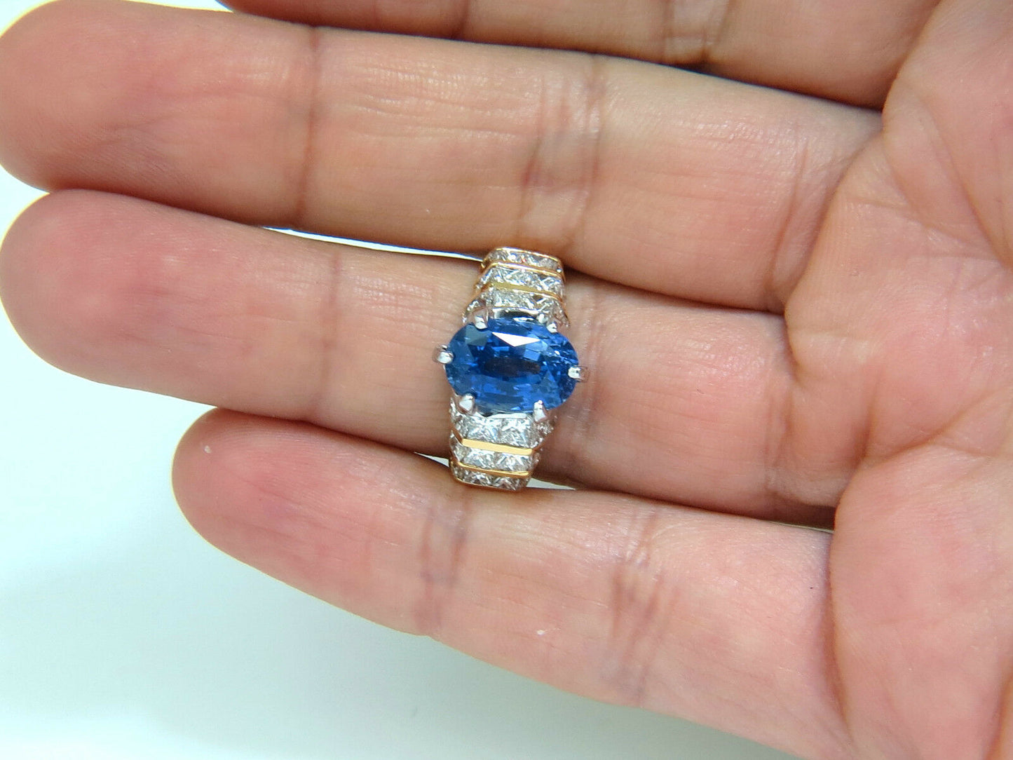 GIA 8.89CT Natural Fine Sapphire Diamond Ring Cornflower Classic 14KT