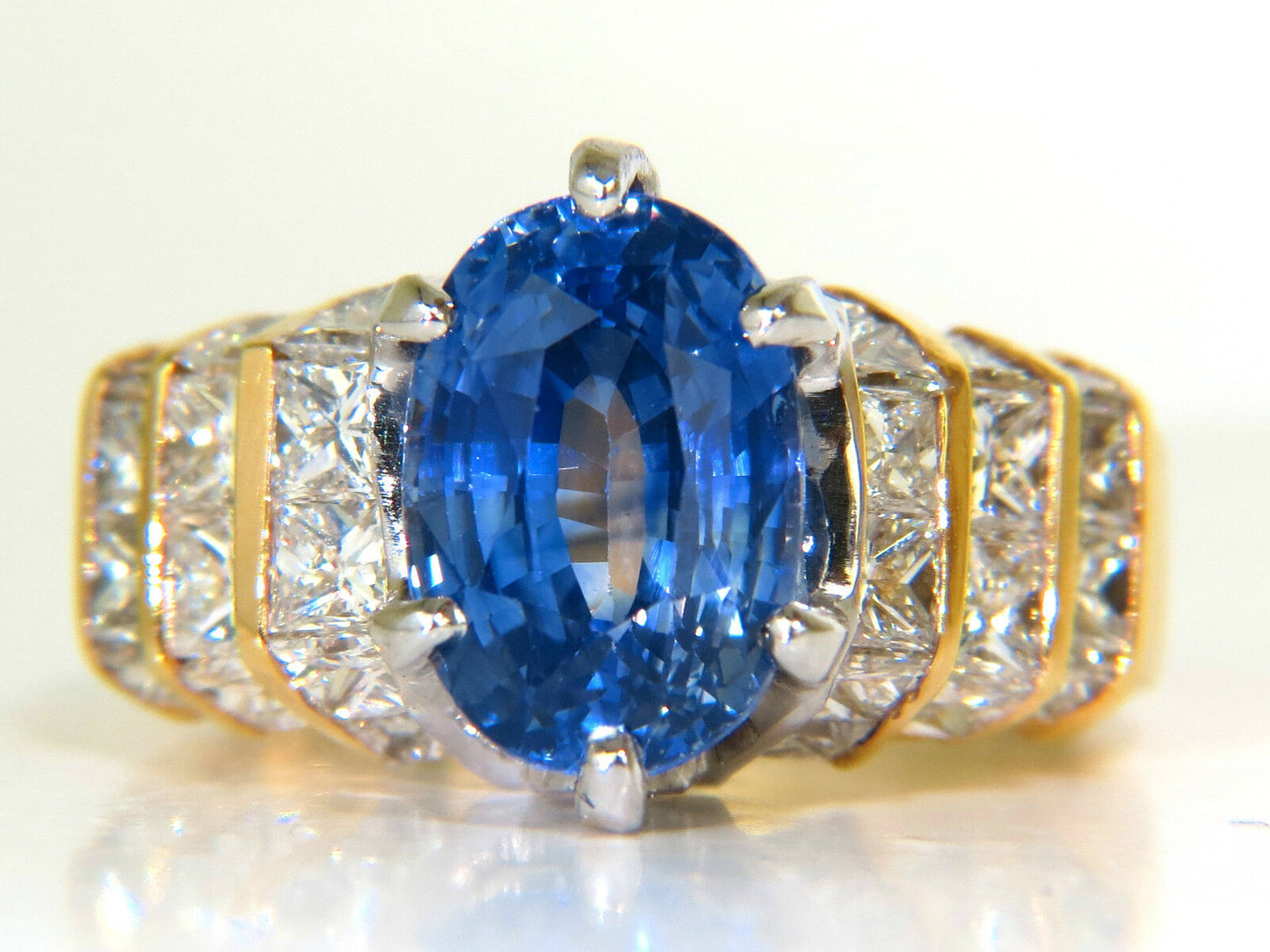 GIA 8.89CT Natural Fine Sapphire Diamond Ring Cornflower Classic 14KT