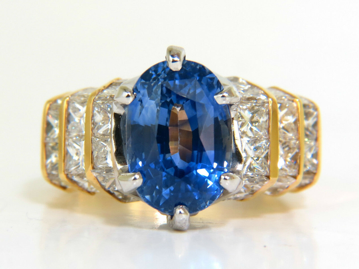 GIA 8.89CT Natural Fine Sapphire Diamond Ring Cornflower Classic 14KT