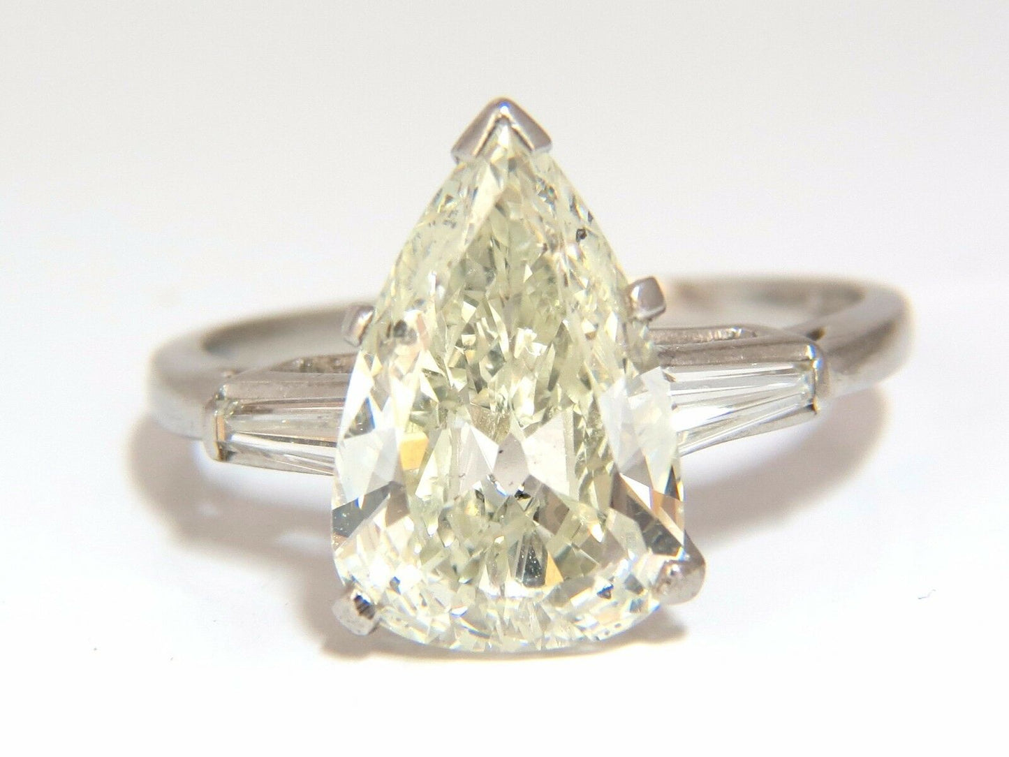 GIA Certified 3.77ct Pear Shape Diamond Ring Platinum Classic Engagement
