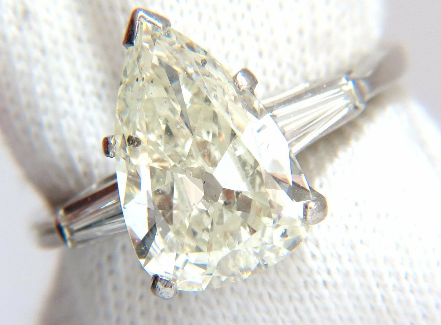 GIA Certified 3.77ct Pear Shape Diamond Ring Platinum Classic Engagement