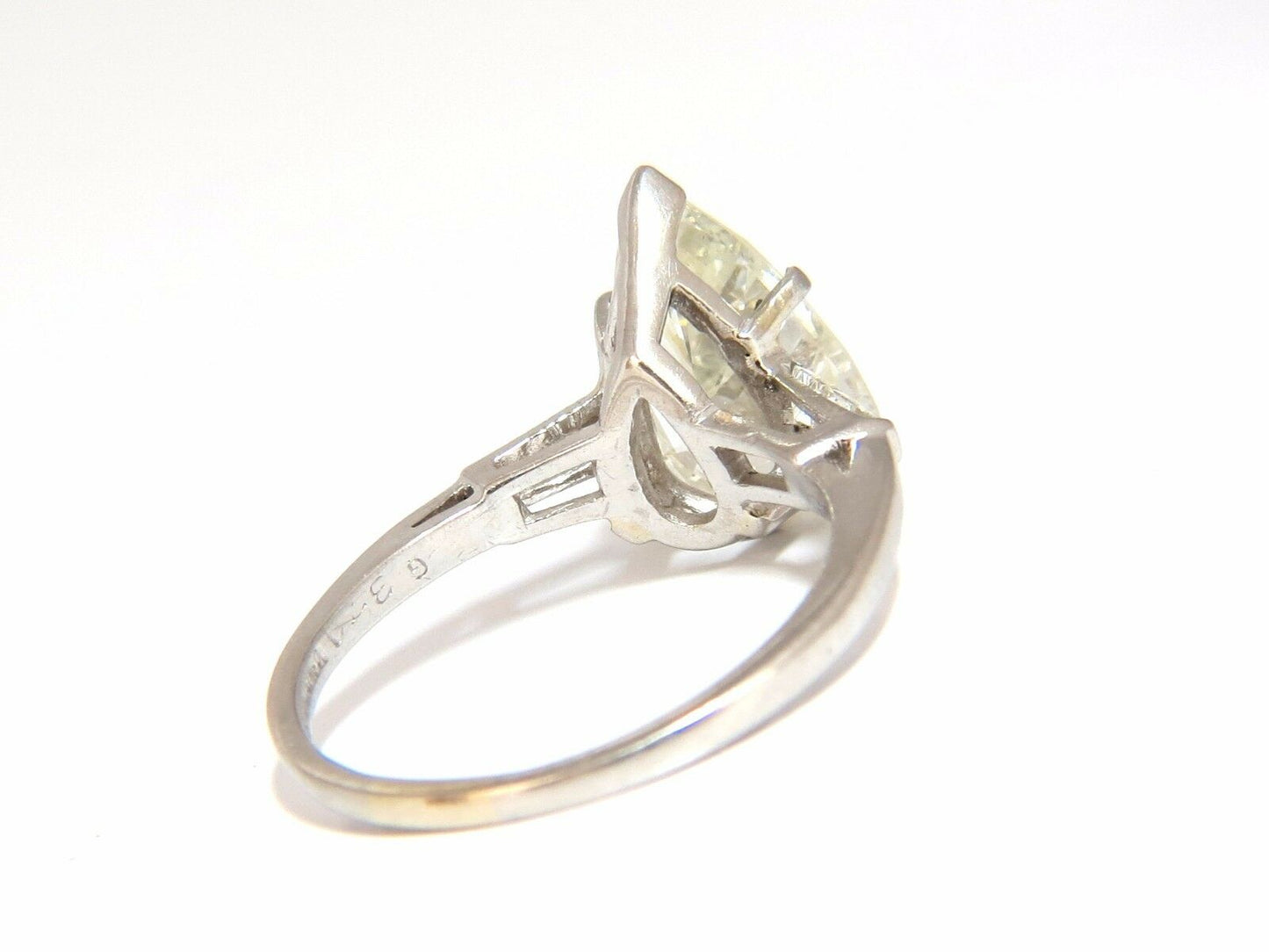 GIA Certified 3.77ct Pear Shape Diamond Ring Platinum Classic Engagement