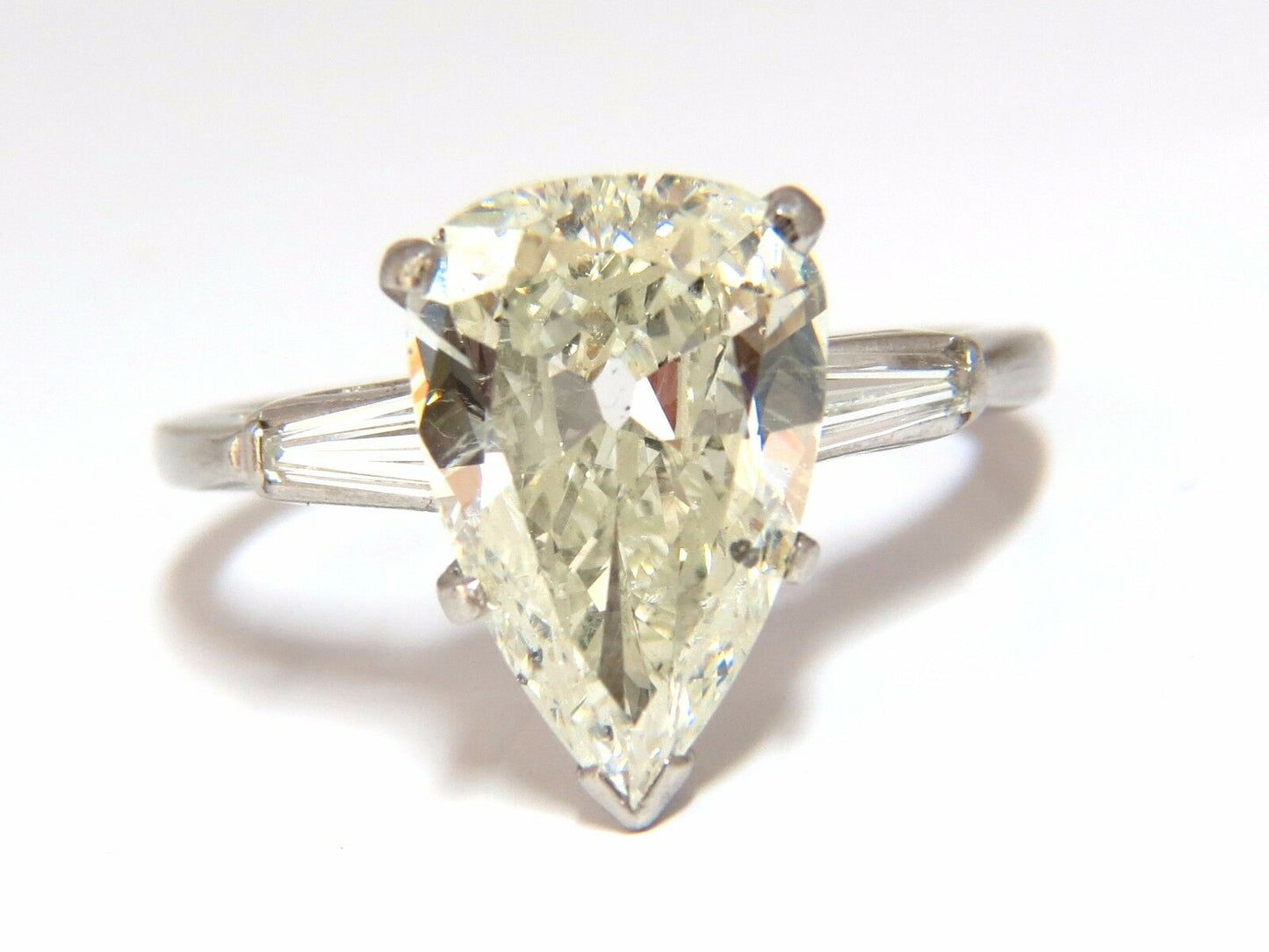 GIA Certified 3.77ct Pear Shape Diamond Ring Platinum Classic Engagement