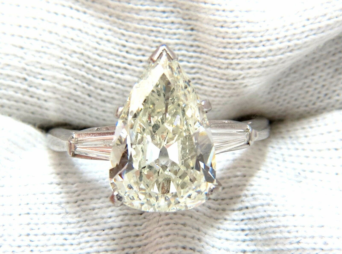 GIA Certified 3.77ct Pear Shape Diamond Ring Platinum Classic Engagement
