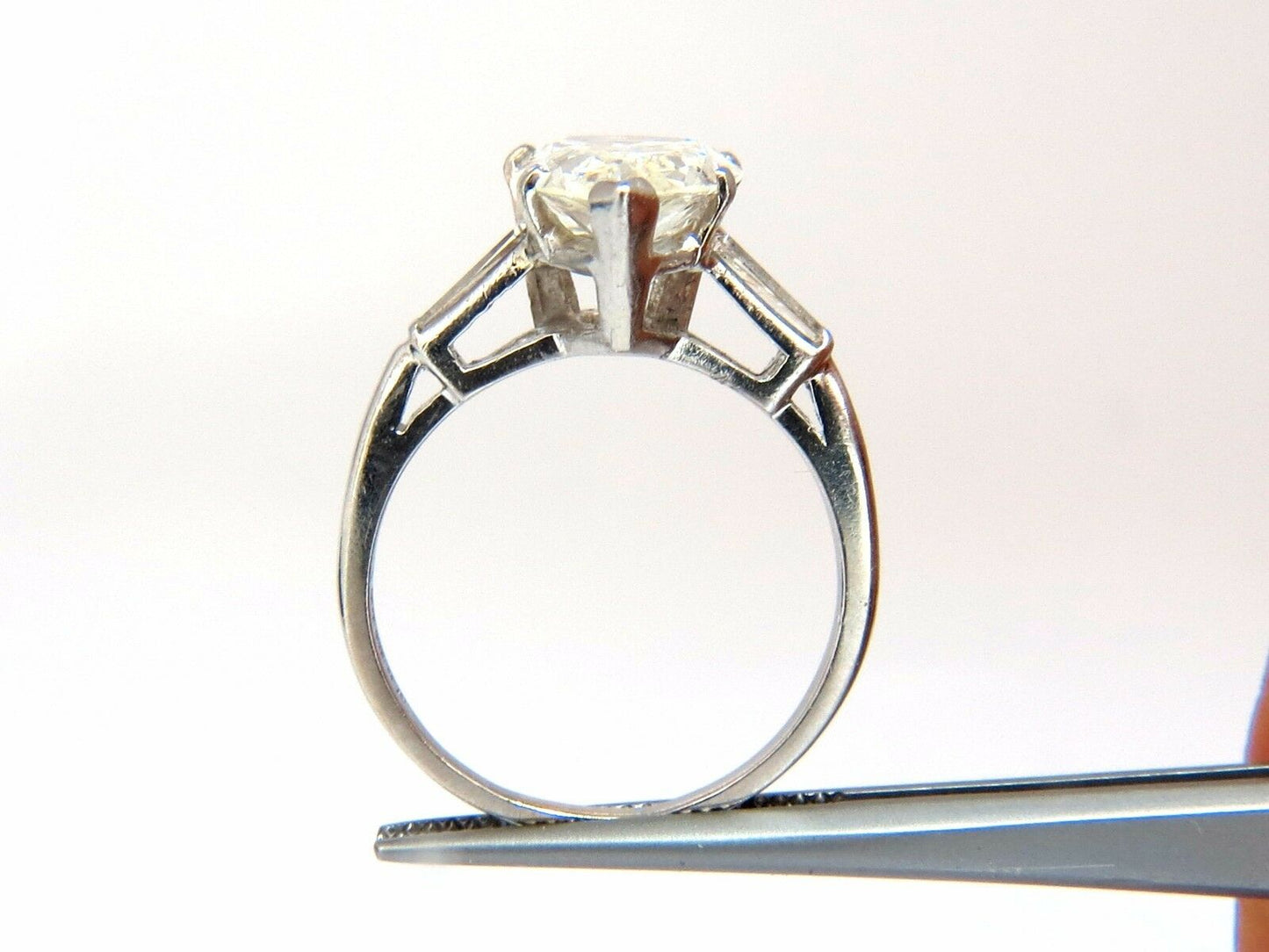 GIA Certified 3.77ct Pear Shape Diamond Ring Platinum Classic Engagement
