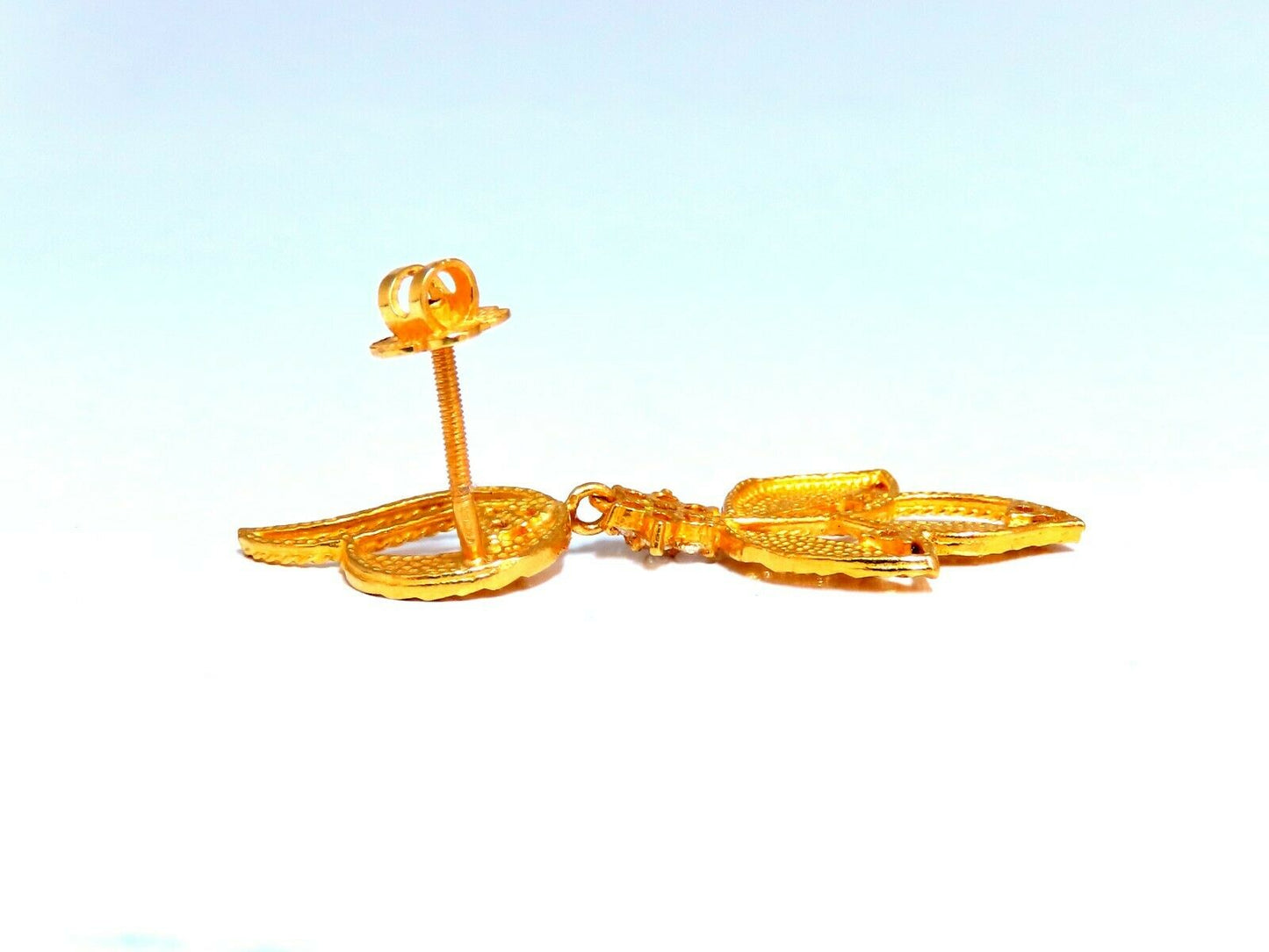 22kt Gold Diamonds Dangle Floral Patina Earrings