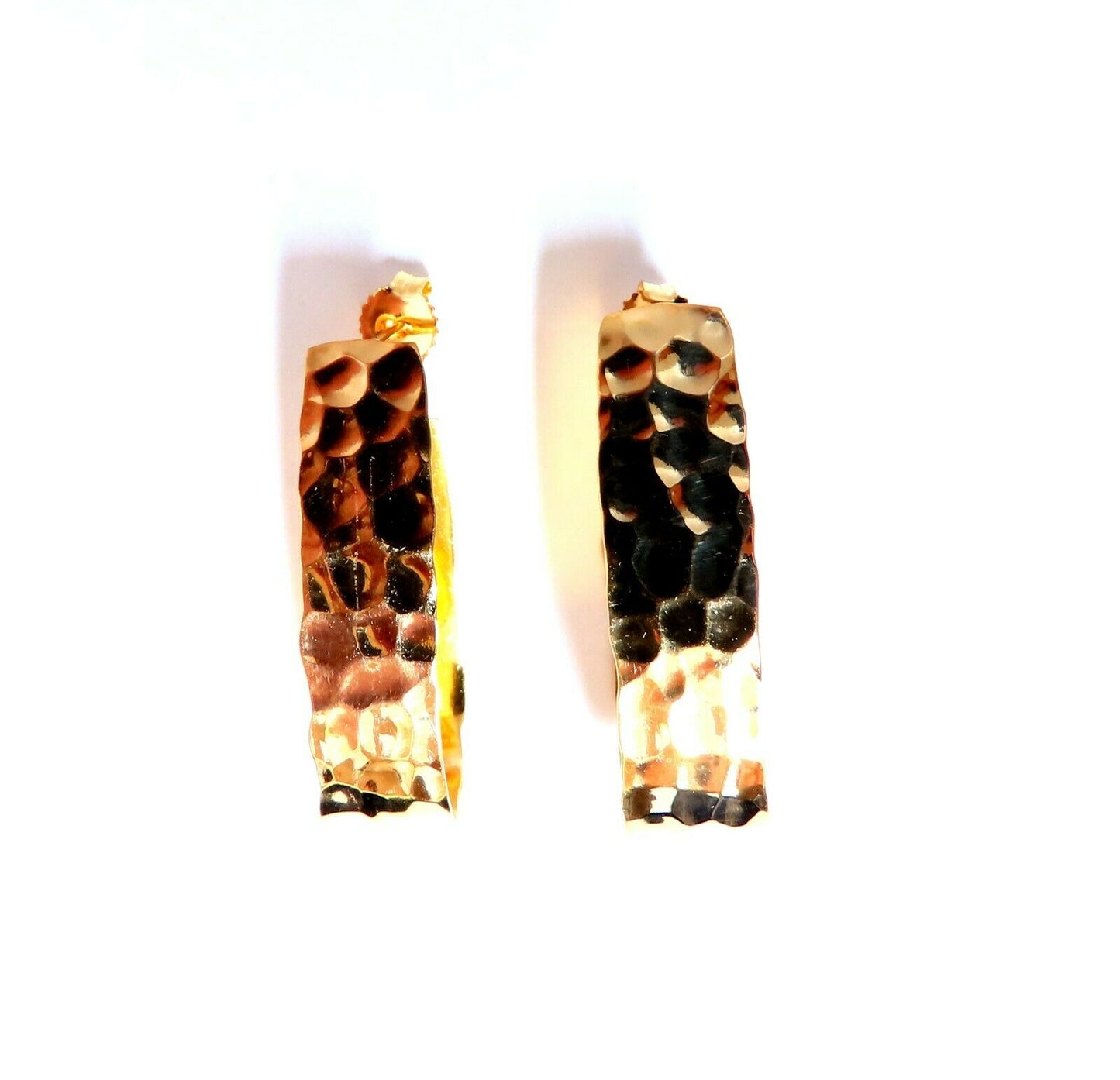 14Kt Gold Hammered Semi-Hoop Earrings Classic 30mm