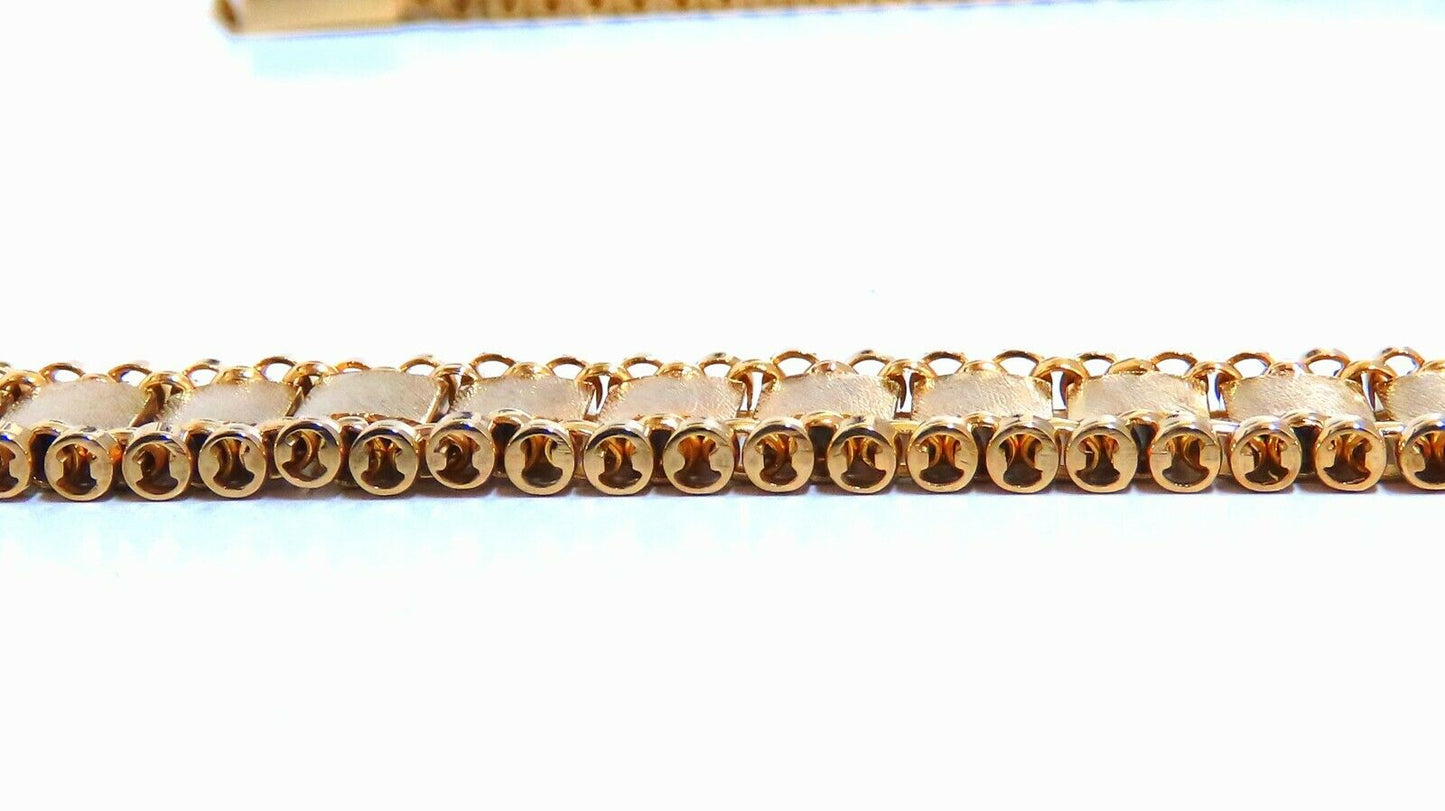 Reversible 5 Tier Curbed Band Link Gold Necklace 14kt gold 15 inch 9.8mm