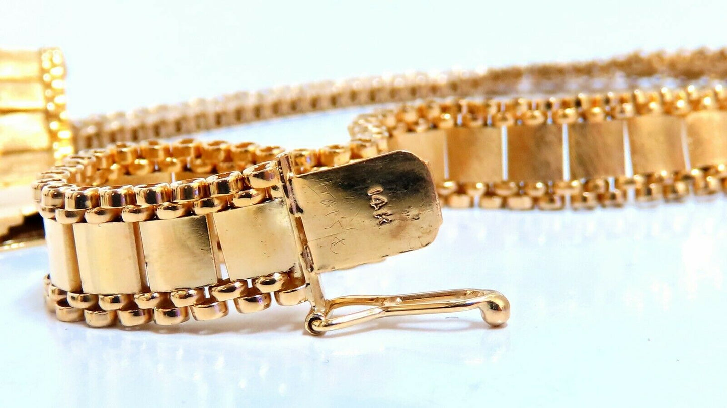 Reversible 5 Tier Curbed Band Link Gold Necklace 14kt gold 15 inch 9.8mm