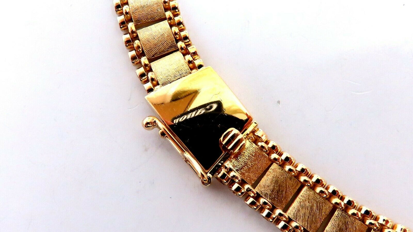 Reversible 5 Tier Curbed Band Link Gold Necklace 14kt gold 15 inch 9.8mm