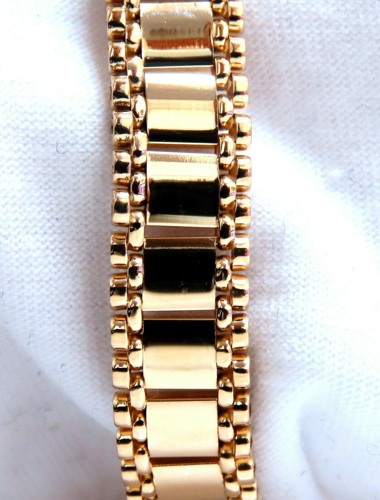Reversible 5 Tier Curbed Band Link Gold Necklace 14kt gold 15 inch 9.8mm