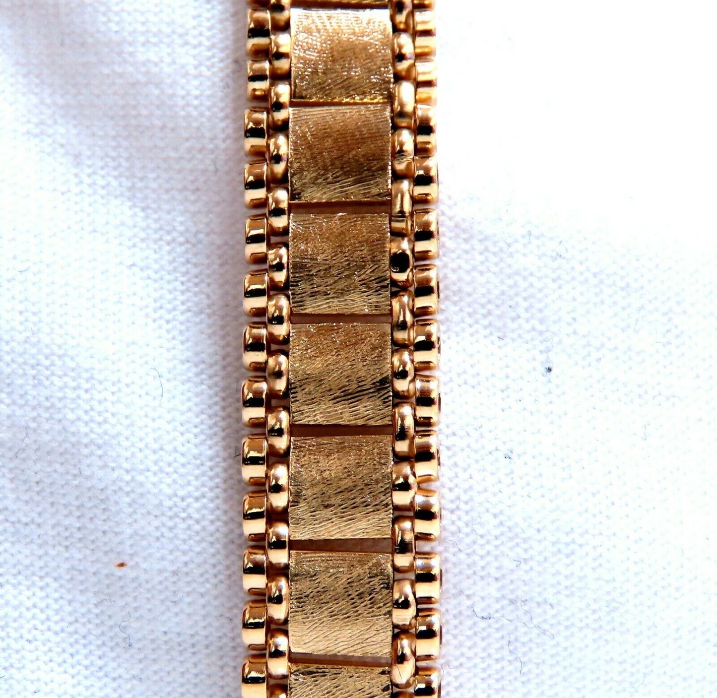 Reversible 5 Tier Curbed Band Link Gold Necklace 14kt gold 15 inch 9.8mm