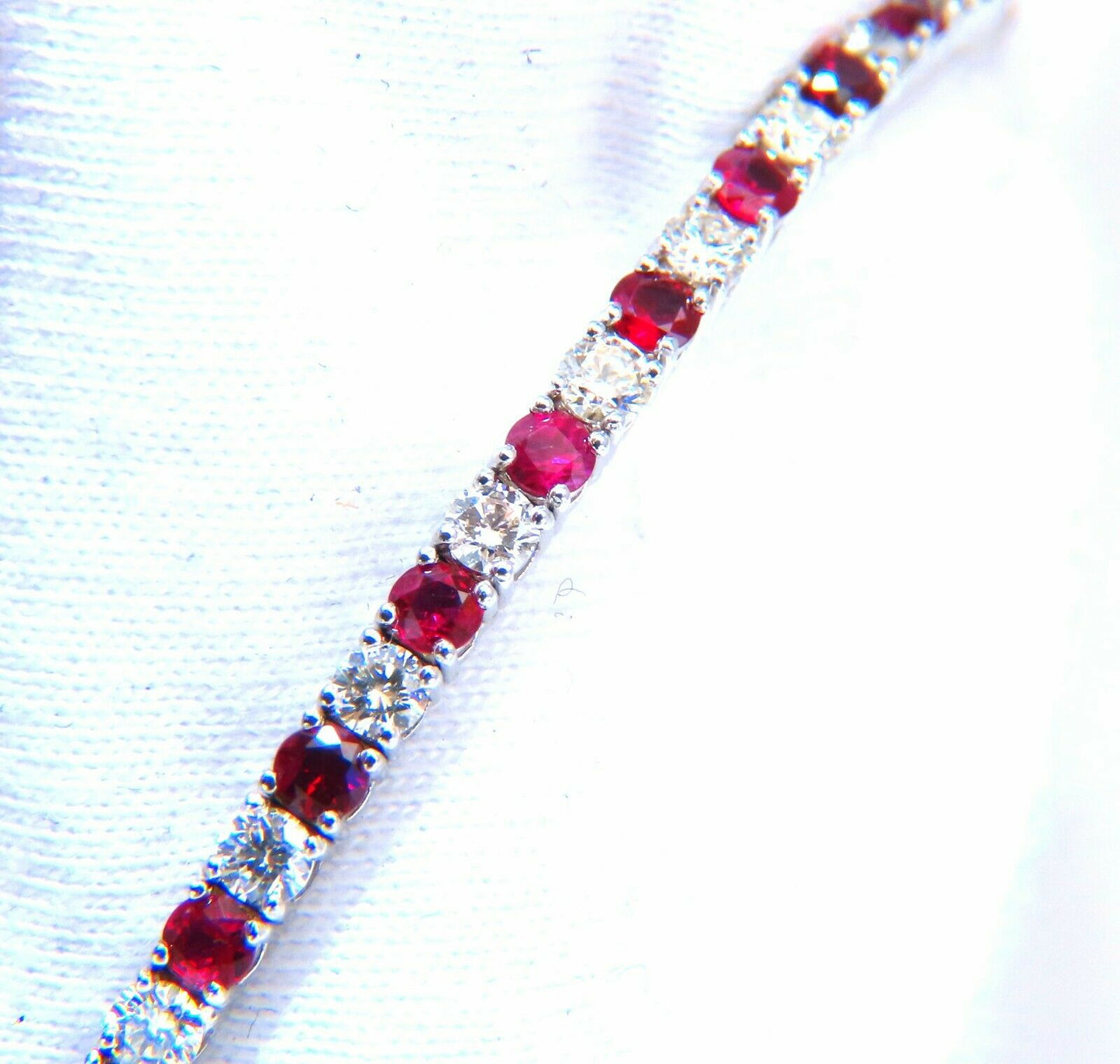 5.25ct vivid red natural ruby diamonds tennis Flexible Bangle bracelet 14kt