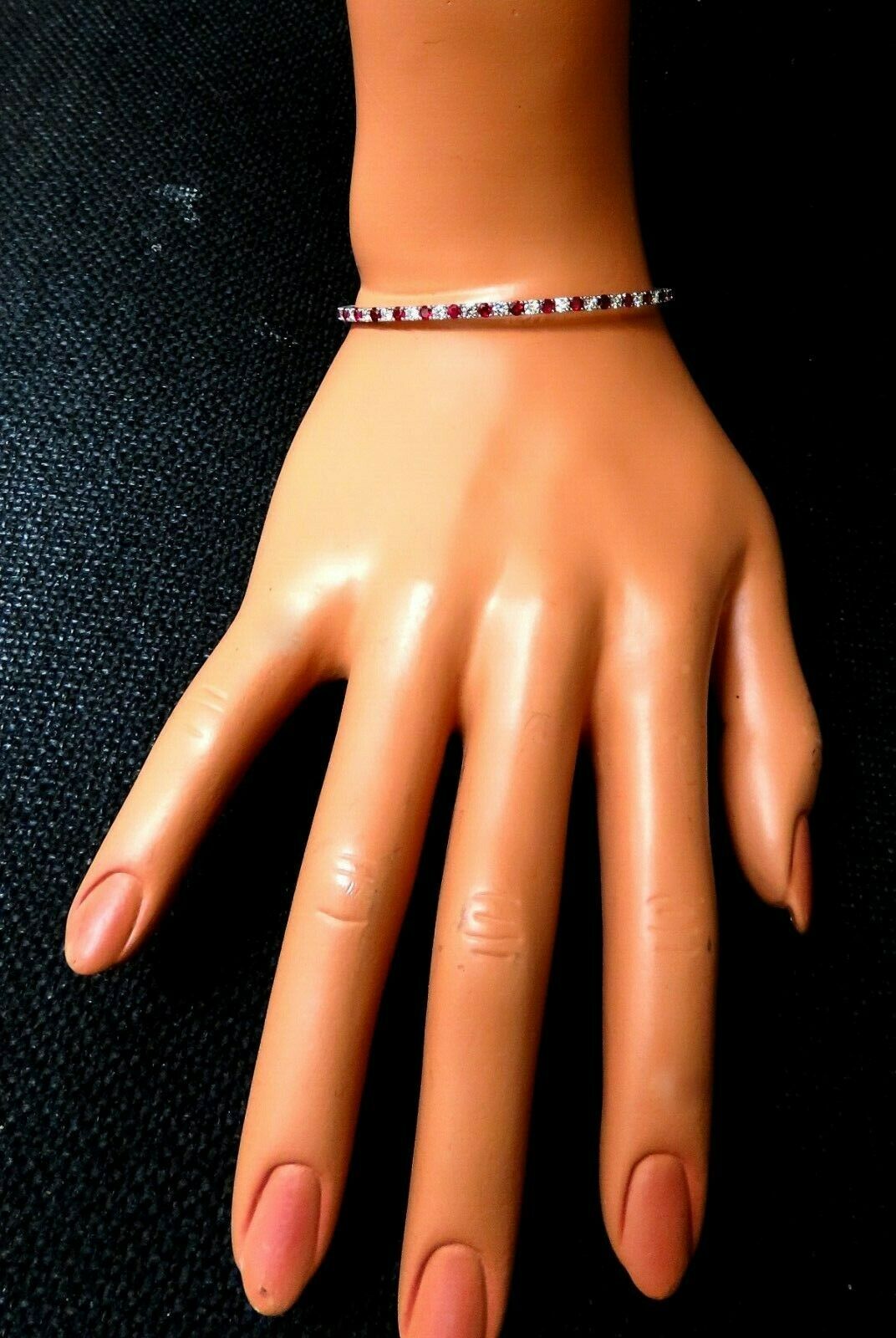 5.25ct vivid red natural ruby diamonds tennis Flexible Bangle bracelet 14kt