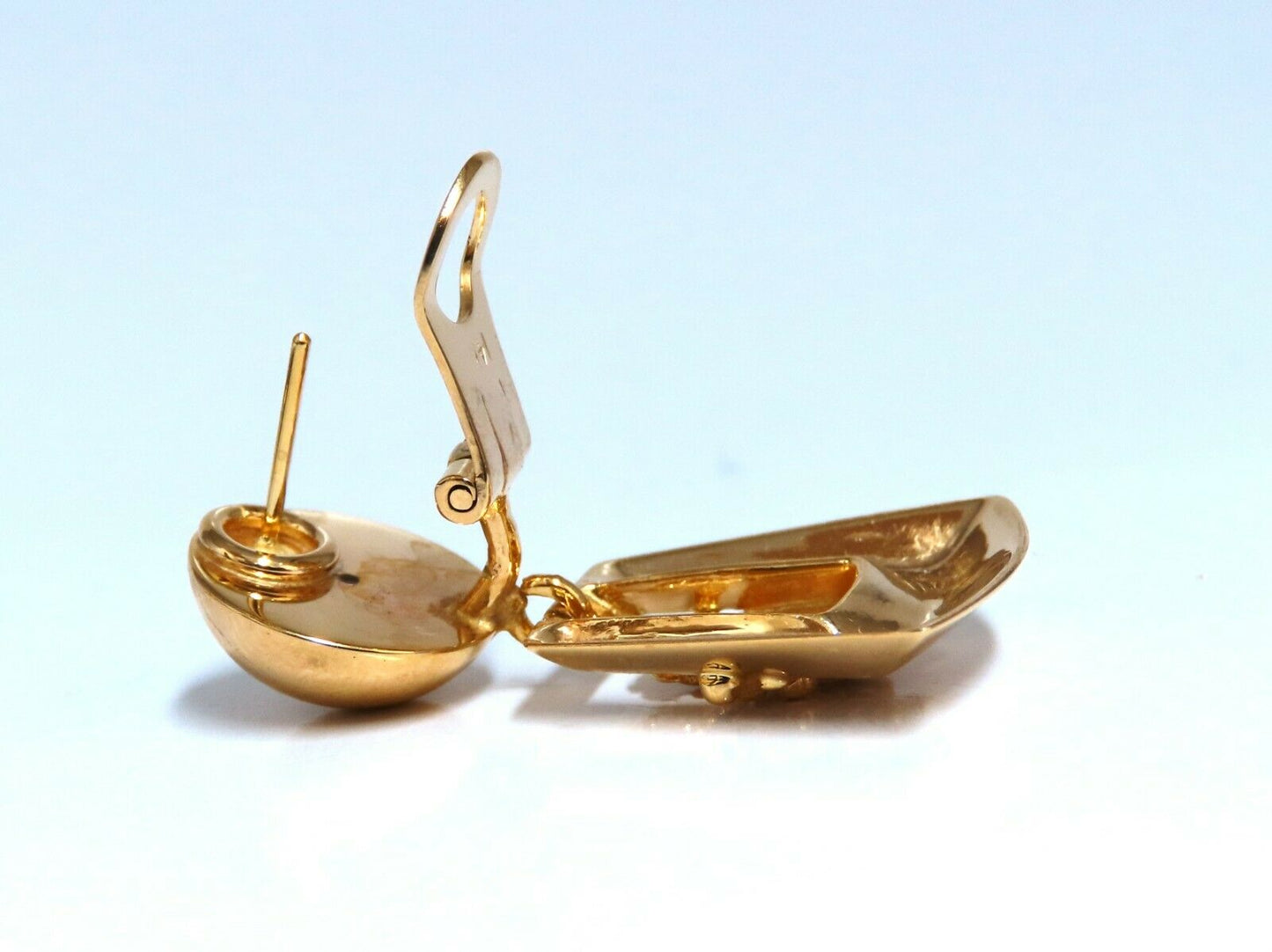 Ball Dome Dangle Deco Earrings 14kt Gold