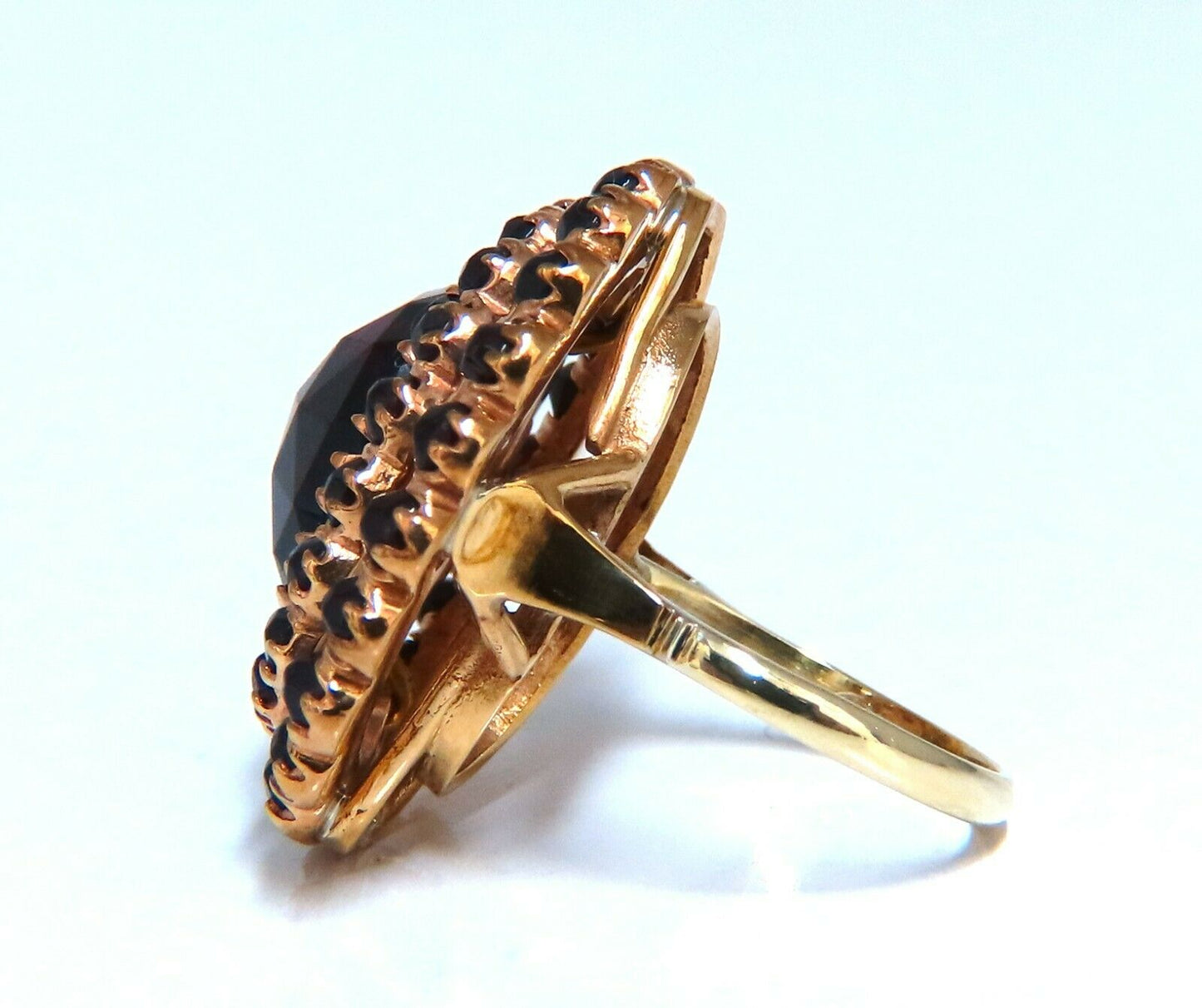 10ct natural oval garnets cluster ring 14kt gold 1930