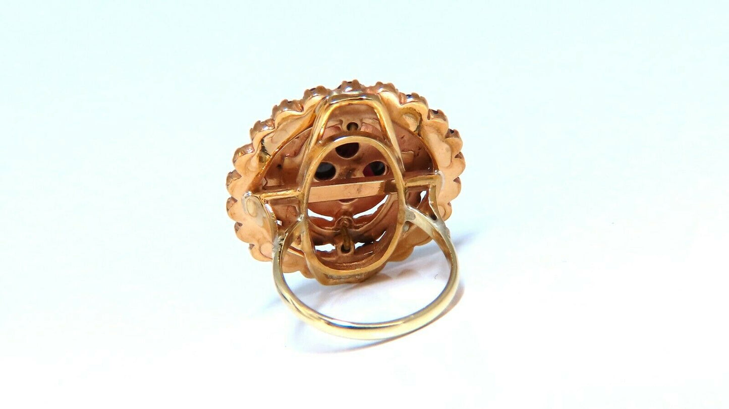 10ct natural oval garnets cluster ring 14kt gold 1930