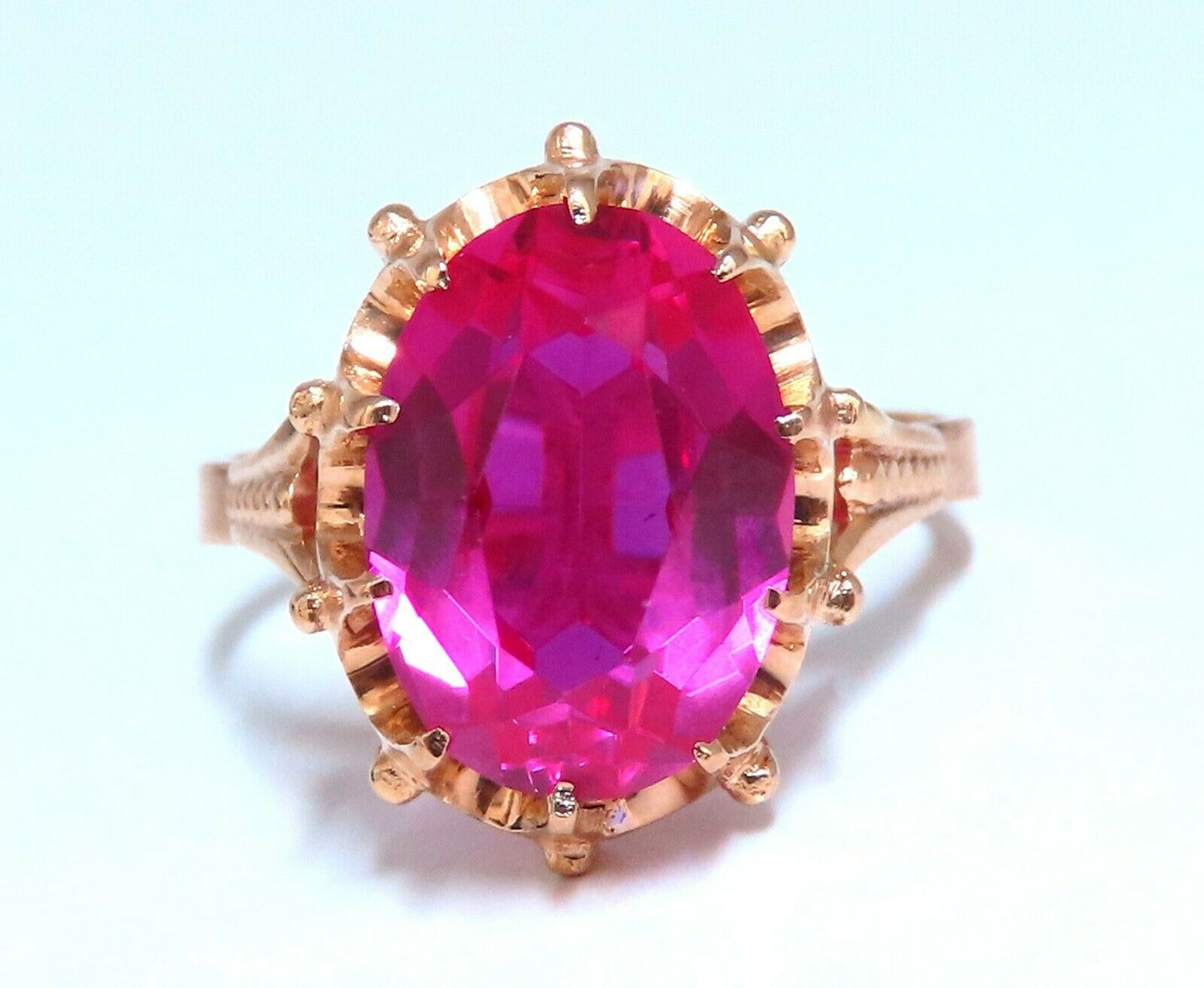 16ct Russian Lab Ruby Ring 14kt Rose Gold