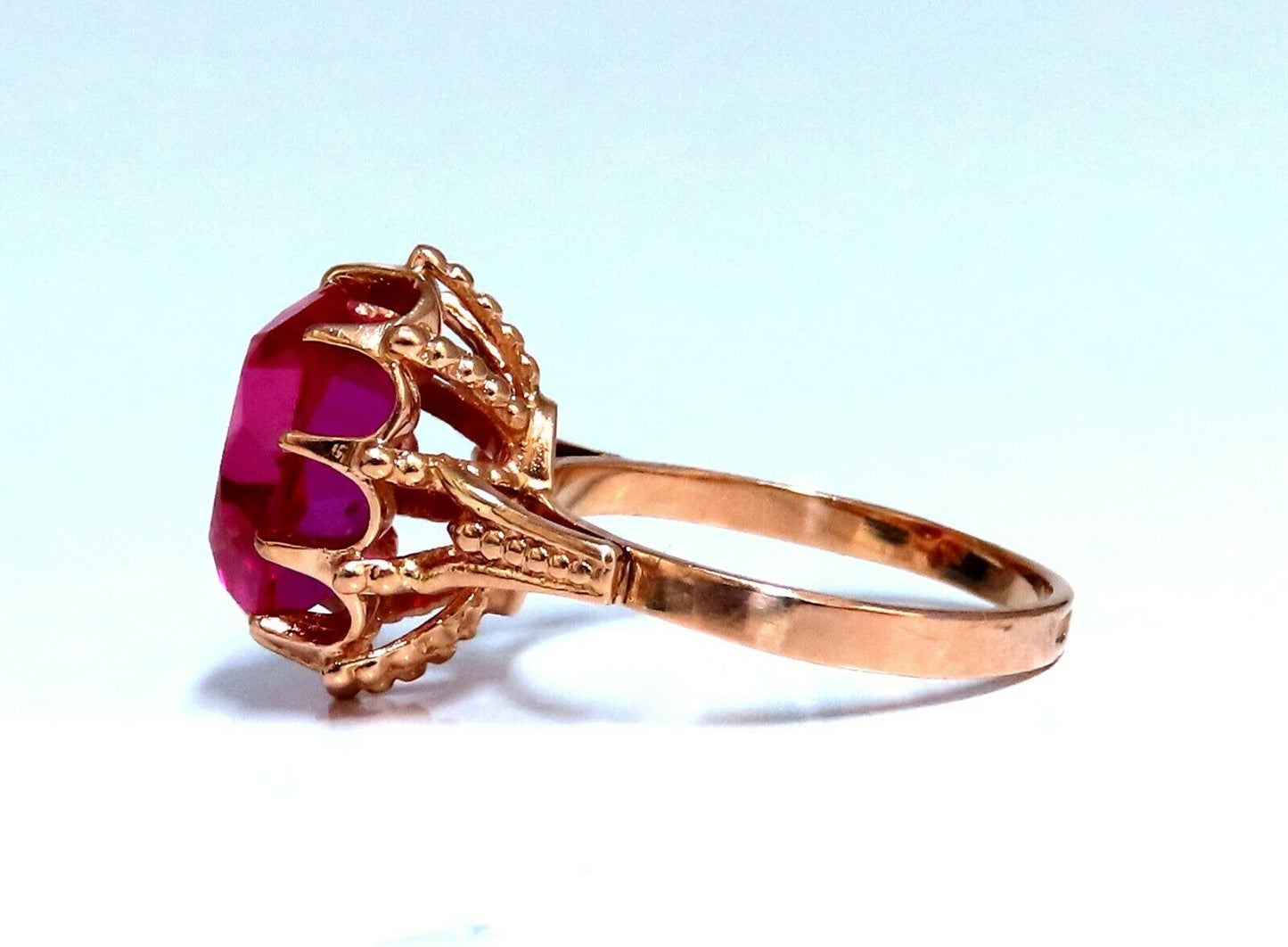 16ct Russian Lab Ruby Ring 14kt Rose Gold