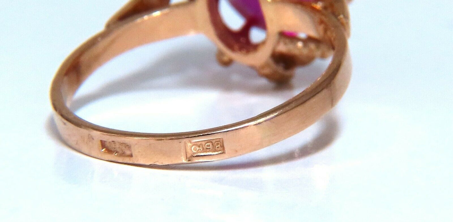 16ct Russian Lab Ruby Ring 14kt Rose Gold