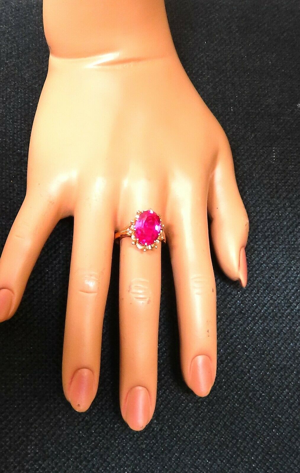 16ct Russian Lab Ruby Ring 14kt Rose Gold