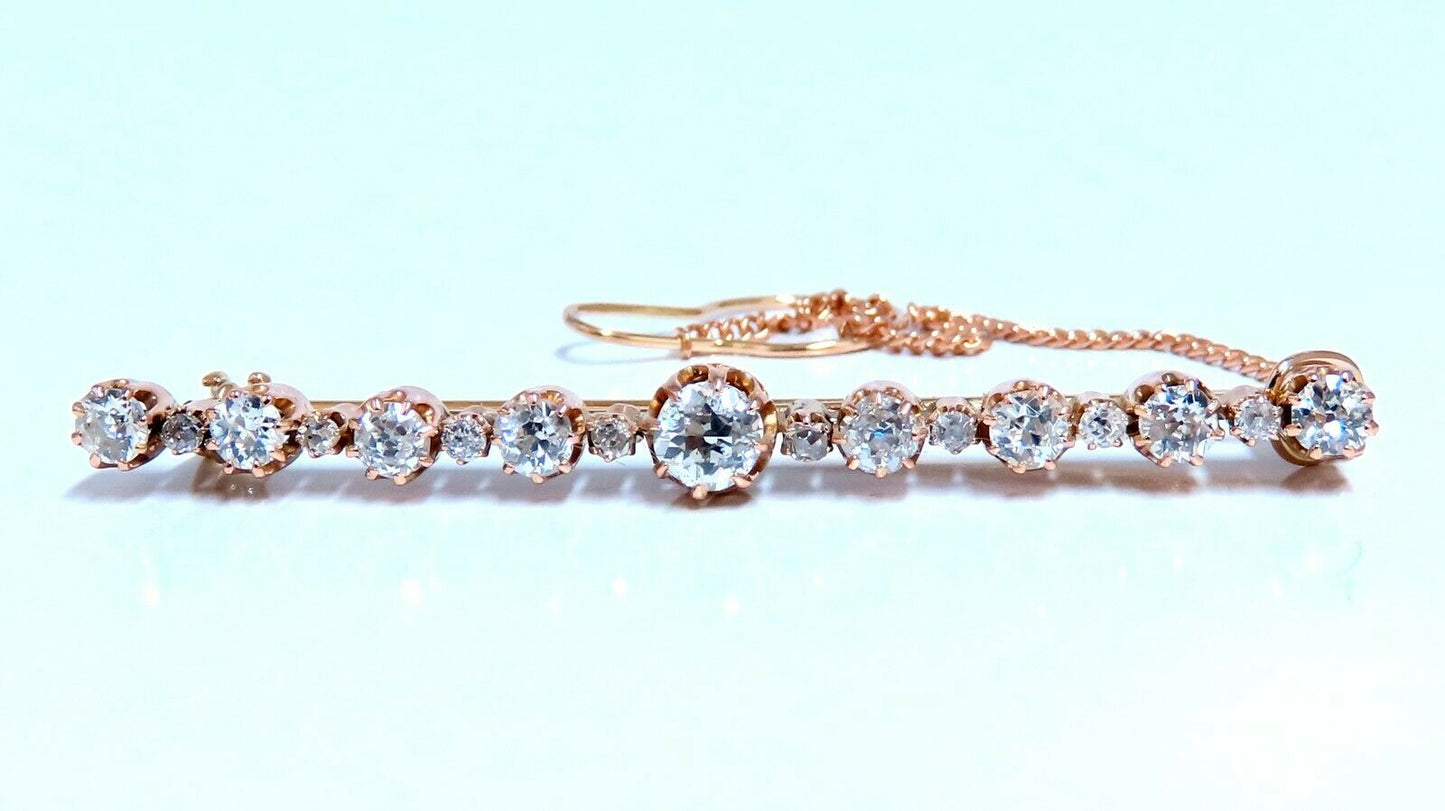 2ct Natural diamonds Pin / Tie Bar & Shirt Chain 14kt Vintage