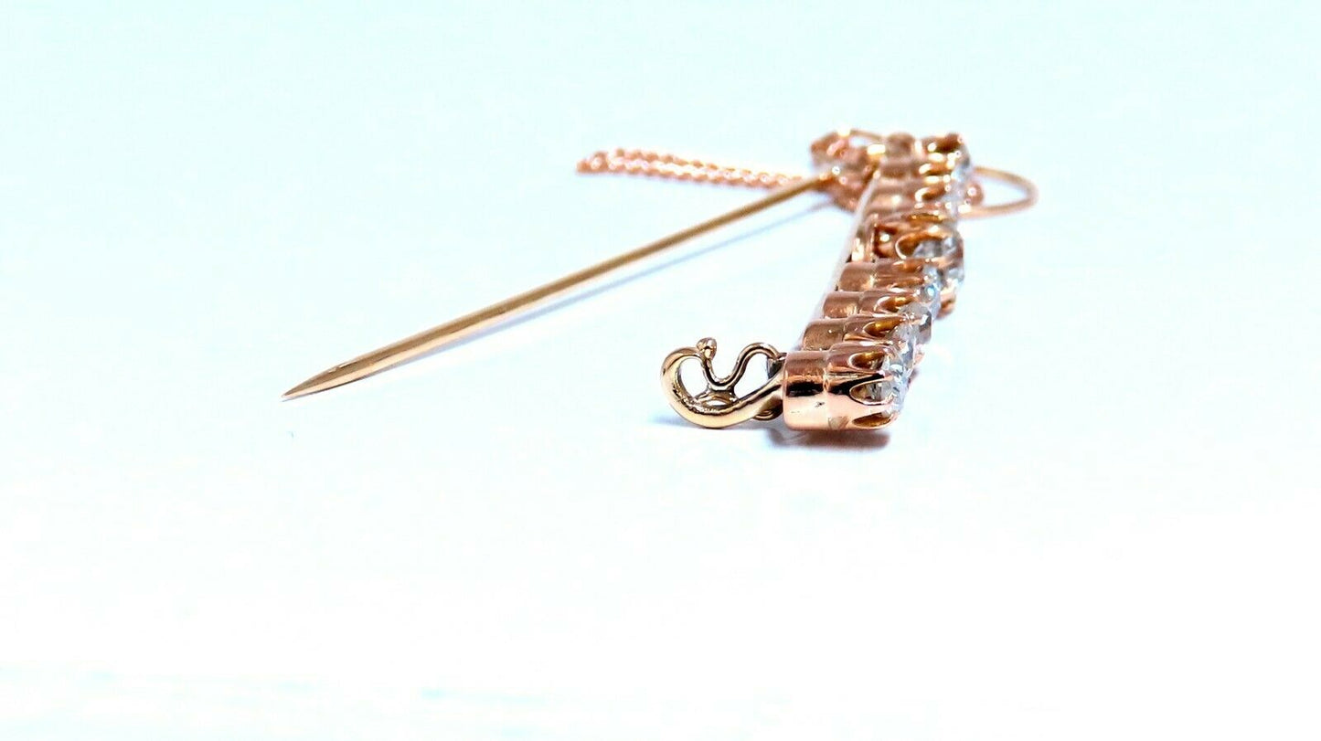 2ct Natural diamonds Pin / Tie Bar & Shirt Chain 14kt Vintage