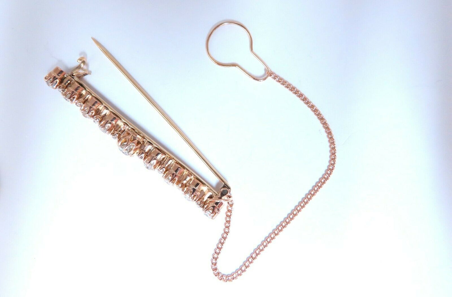 2ct Natural diamonds Pin / Tie Bar & Shirt Chain 14kt Vintage
