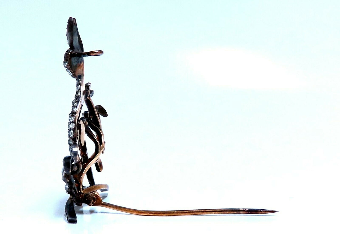 Antique 3ct Natural Diamonds Deer Pin 14kt