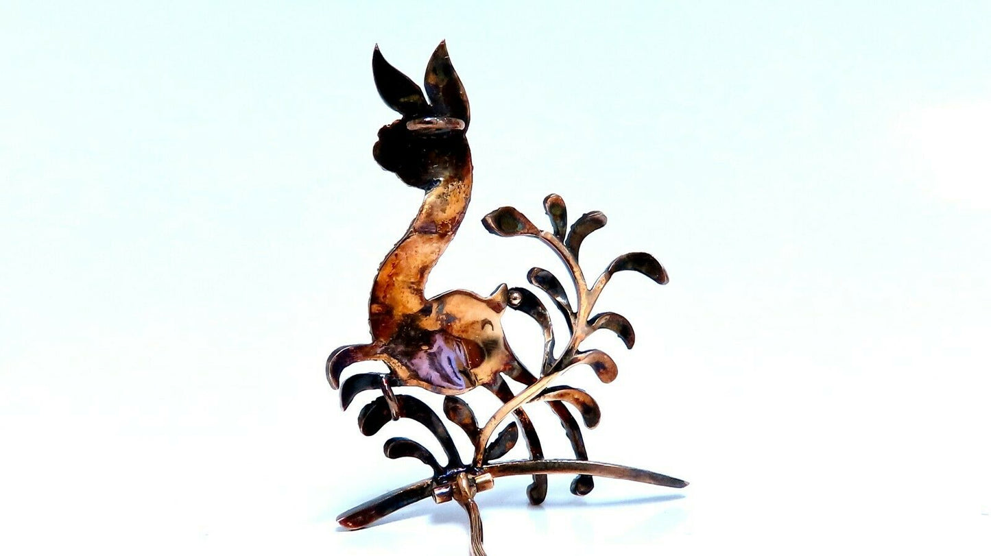 Antique 3ct Natural Diamonds Deer Pin 14kt