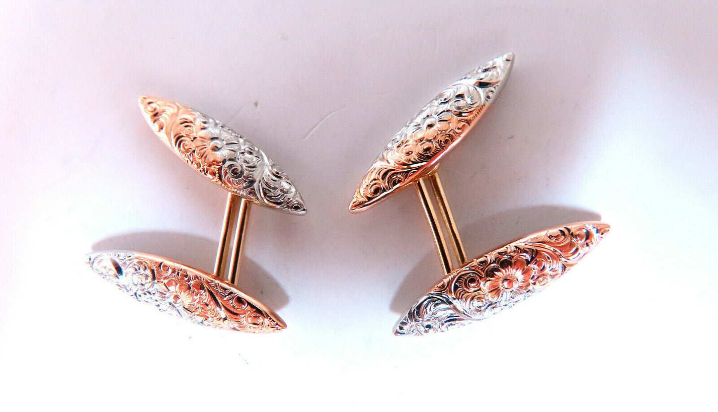 14kt Spanish Gilt Deco Marquise Shape Cufflinks