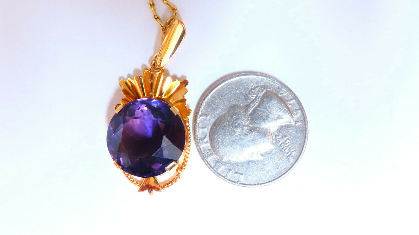 20ct Natural Round Amethyst Vintage Pendant 18kt