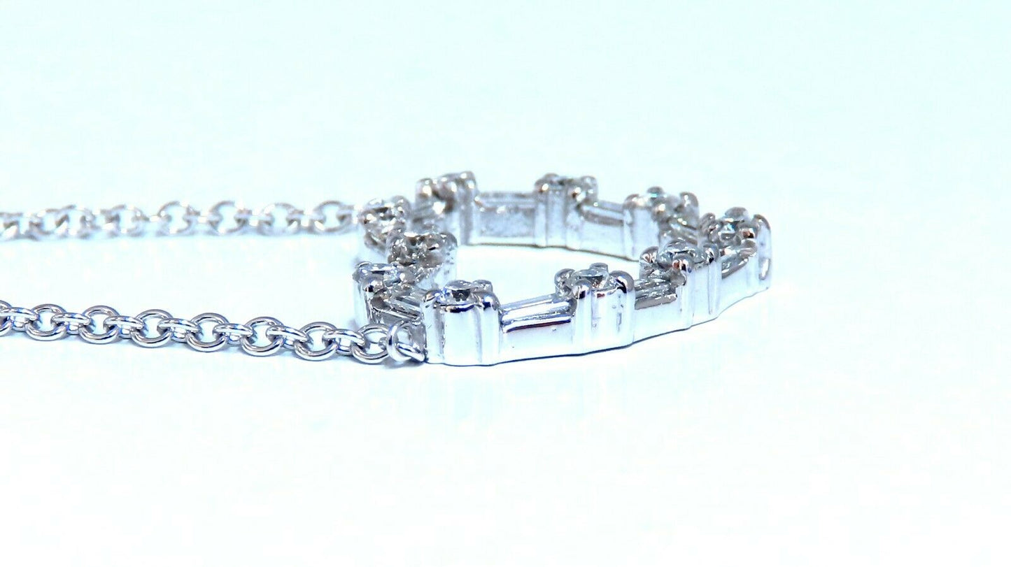 1.05ct Natural Baguette & Rounds Diamonds Heart Necklace 14kt