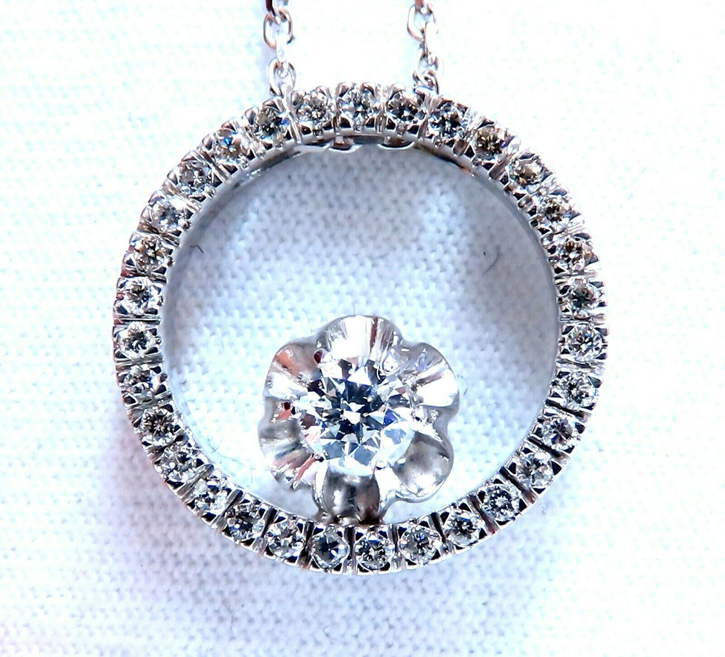 .59ct Natural Round Diamonds Circle Pendant Necklace 14kt