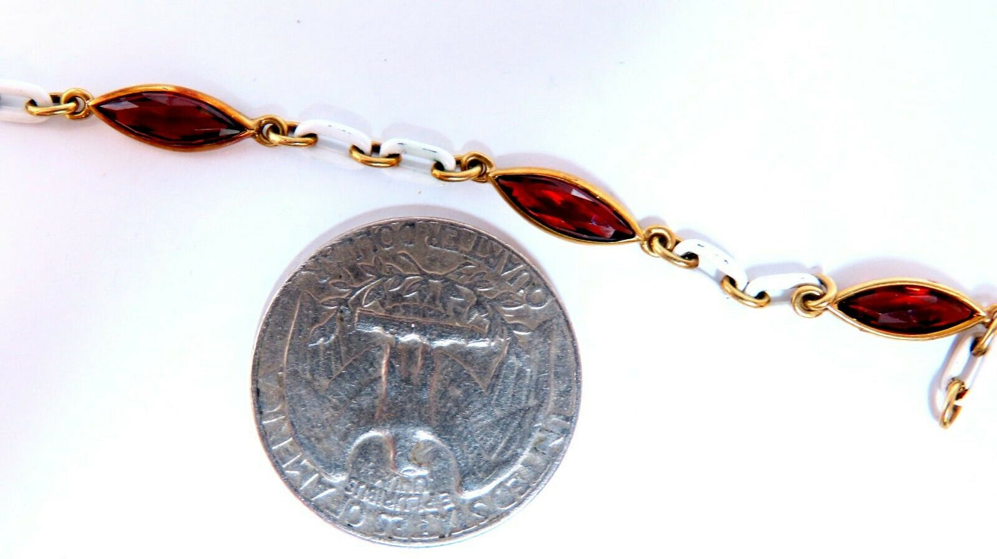 3ct Natural Garnet Station Link Bracelet 14kt