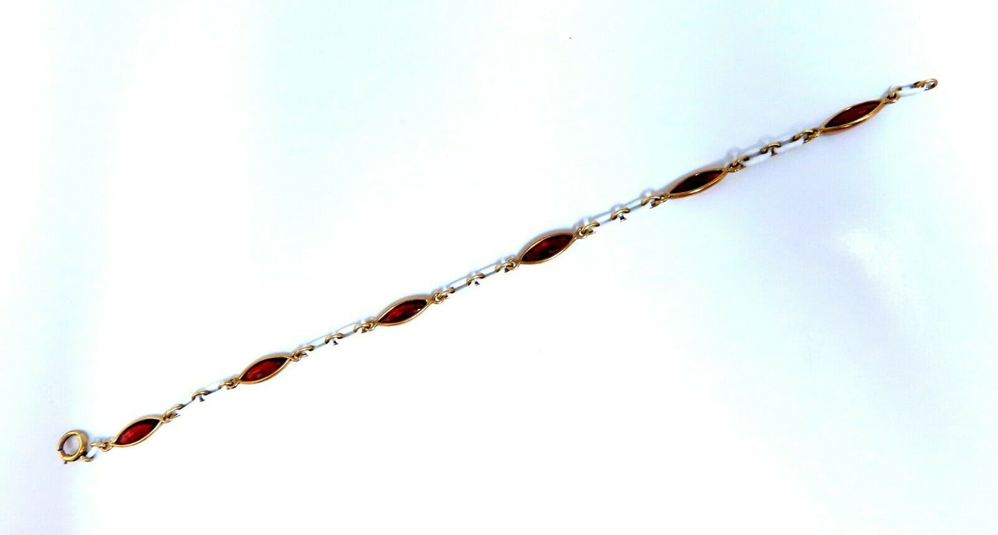 3ct Natural Garnet Station Link Bracelet 14kt