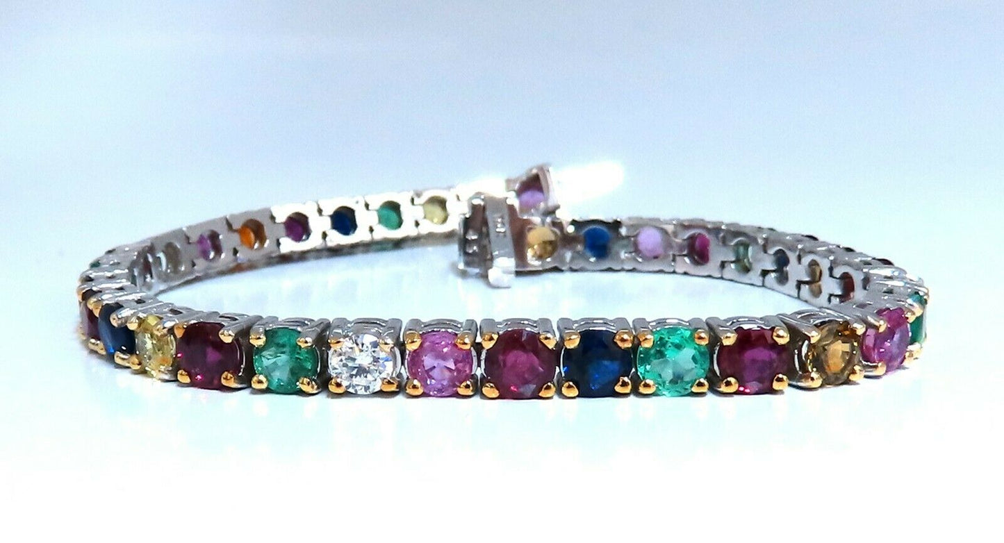 13ct natural ruby emerald sapphires diamond tennis bracelet 10kt gem line