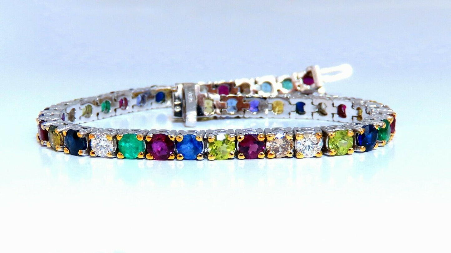 8.70ct natural ruby emerald sapphires diamond tennis bracelet 14kt gem line