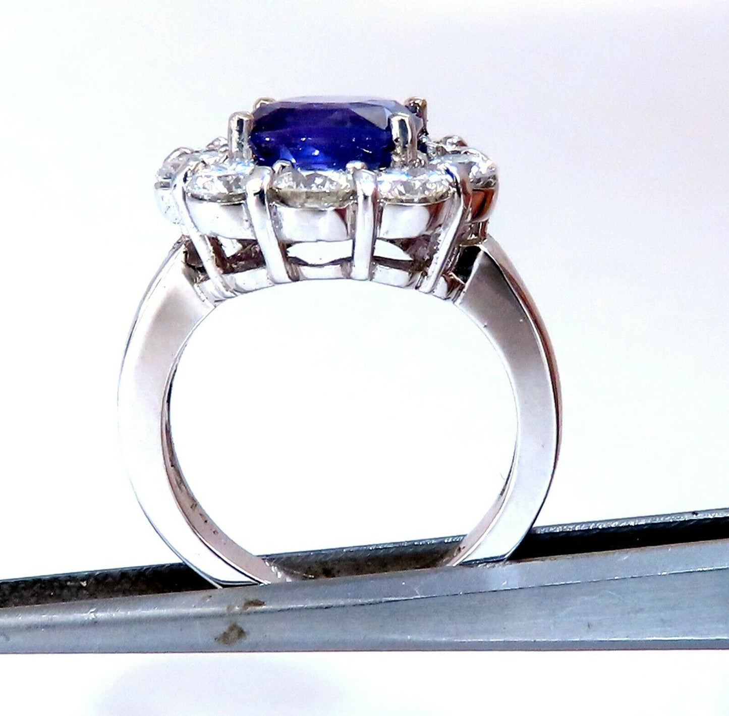 GIA Certified 3.48ct Natural Vivid purple no Heat sapphire diamonds ring 14kt