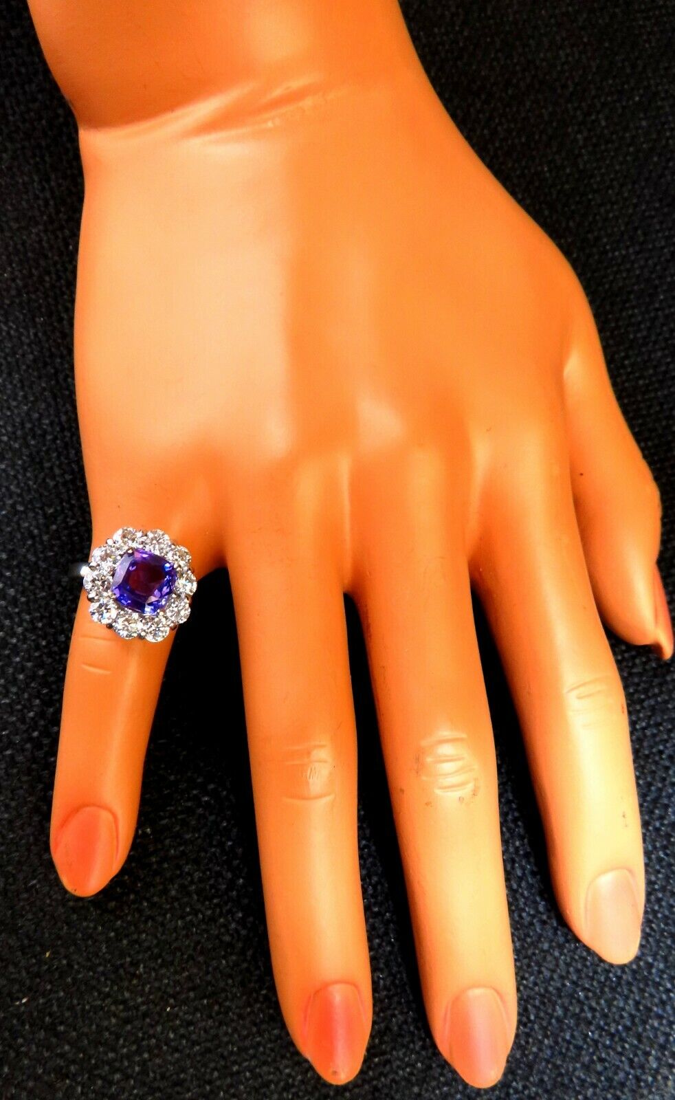 GIA Certified 3.48ct Natural Vivid purple no Heat sapphire diamonds ring 14kt