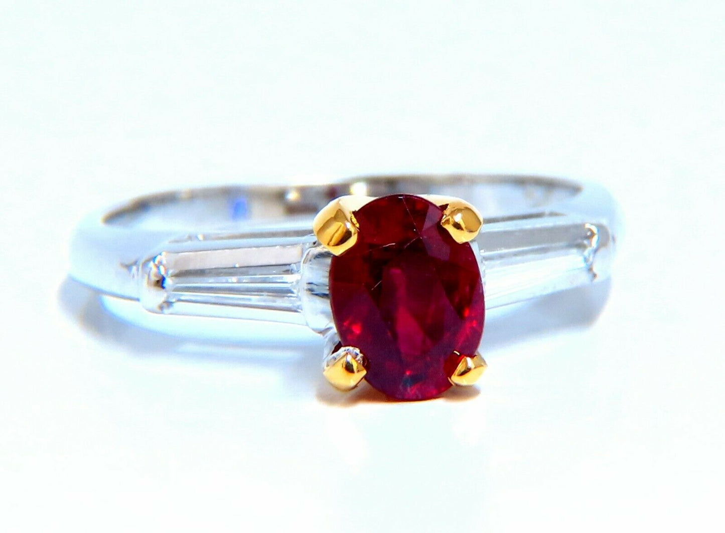 GIA Certified Ruby .99ct Diamond ring Platinum Vivid Red Prime