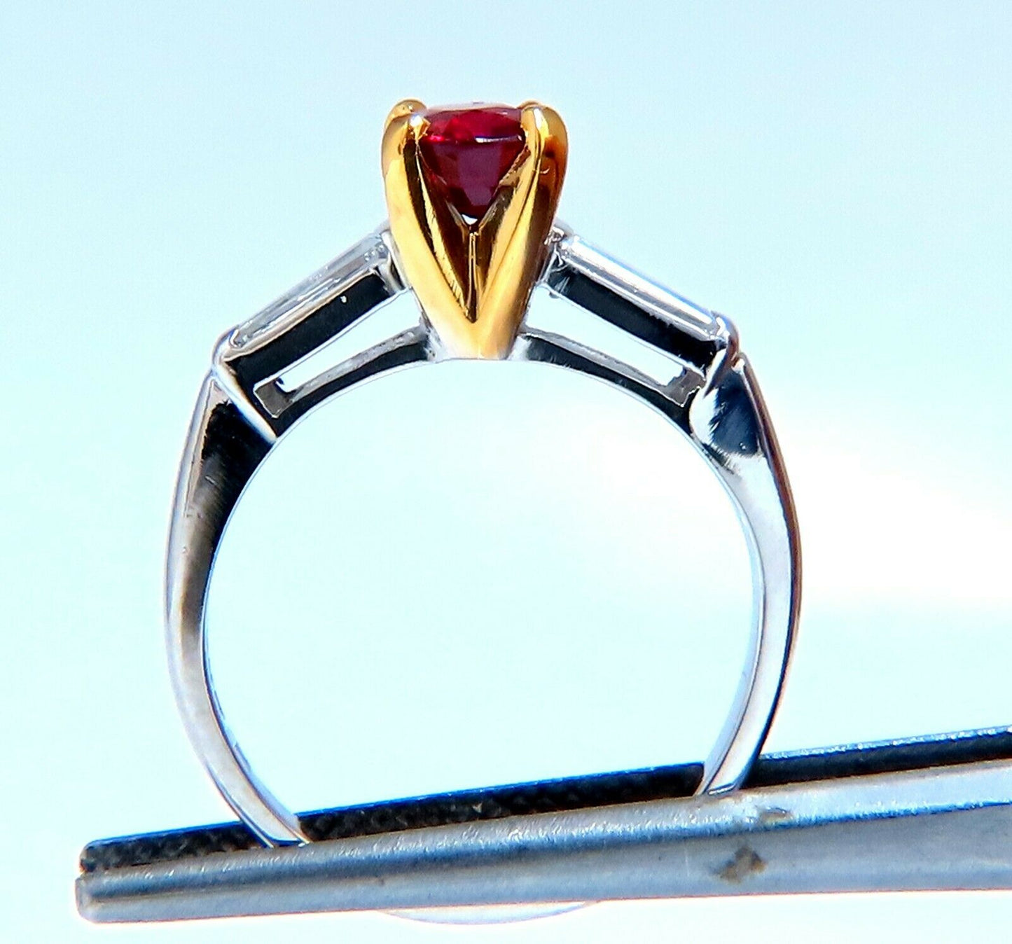 GIA Certified Ruby .99ct Diamond ring Platinum Vivid Red Prime