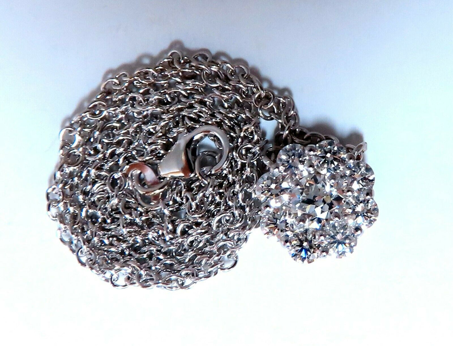 GIA Certified .48ct & 1.14ct Diamonds Cluster Necklace 14kt Snowflake