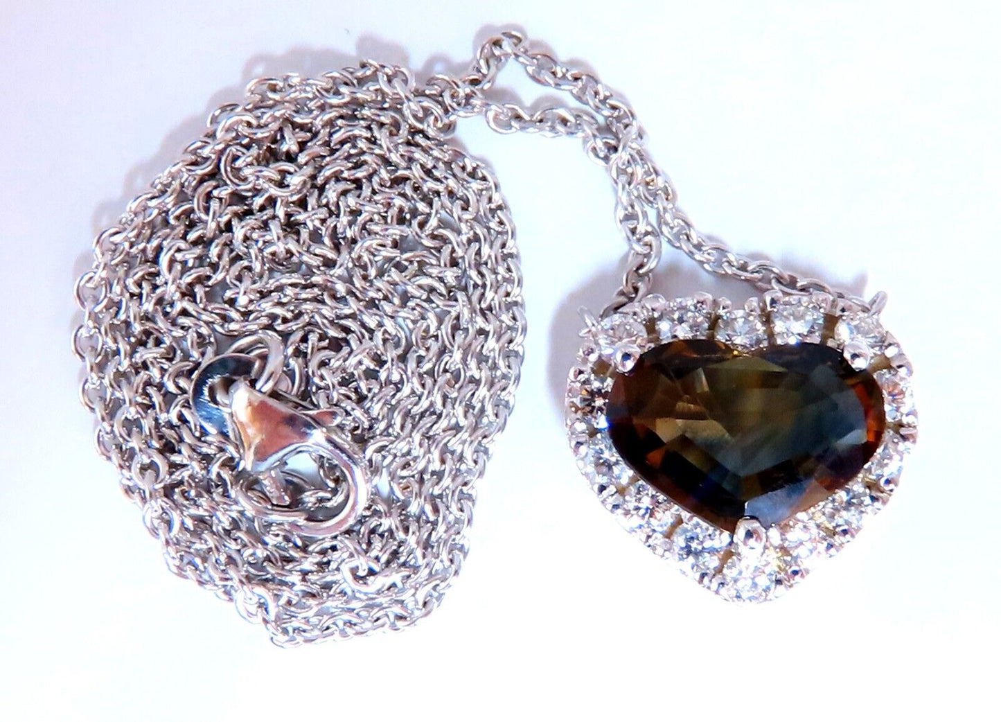 GIA certified 3.23ct Natural No Heat Heart Sapphire Diamonds Necklace 14kt