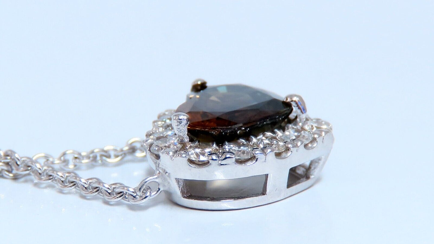 GIA certified 3.23ct Natural No Heat Heart Sapphire Diamonds Necklace 14kt