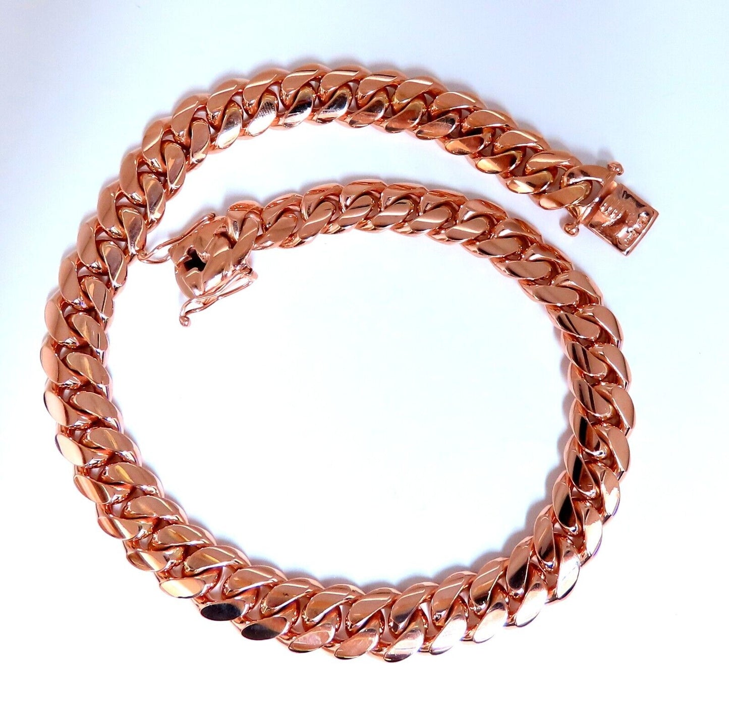 Classic Solid Cuban Link Necklace 14kt 276Grams 28inch 14.5mm Rose Gold 18 inch