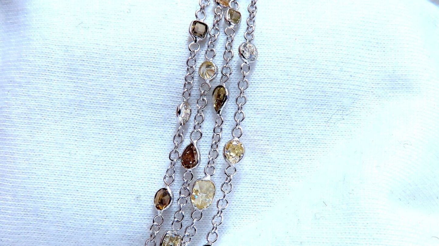 28.18ct Natural Multicolored Fancy Colored Diamonds Yard Necklace 18kt 3 Strand
