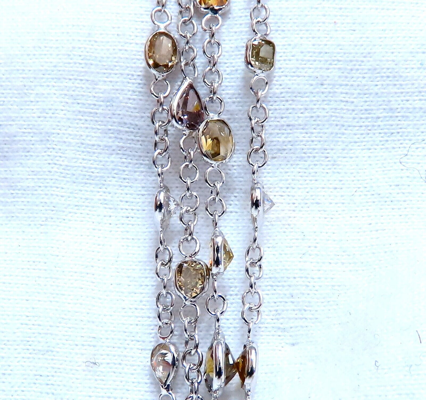 28.18ct Natural Multicolored Fancy Colored Diamonds Yard Necklace 18kt 3 Strand