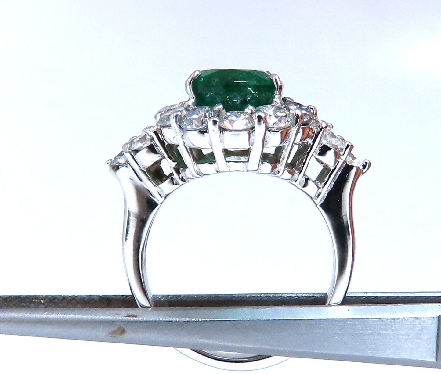 4.12ct natural green emerald diamonds ring 14kt Halo Prime