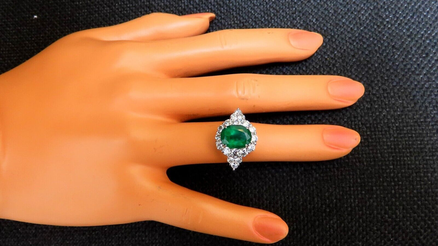 4.12ct natural green emerald diamonds ring 14kt Halo Prime